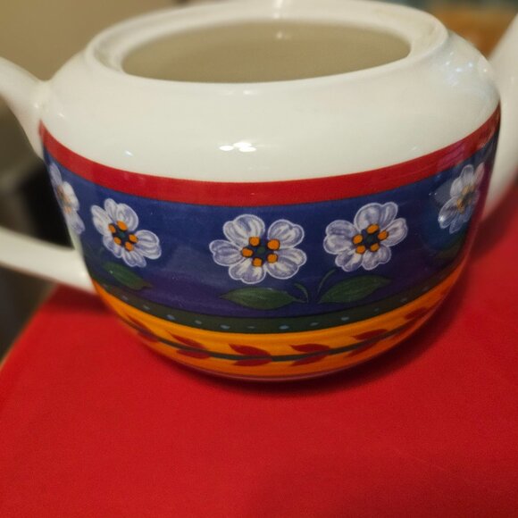 beautiful vintage 1996 vista alegre portugal blue flowers ceramic teapot - Picture 4 of 9